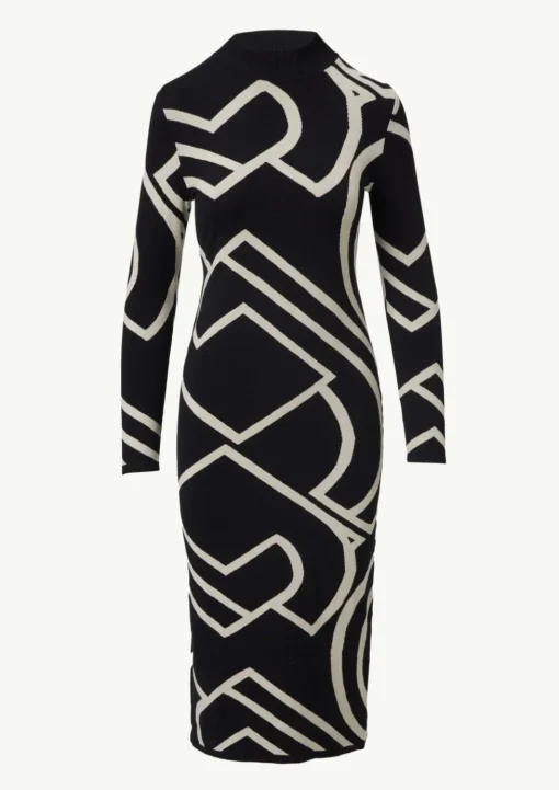 Schmales Jacquard-Kleid mit Logo-Design
