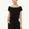 Schulterfreies Shirt aus Baumwoll-Mix
