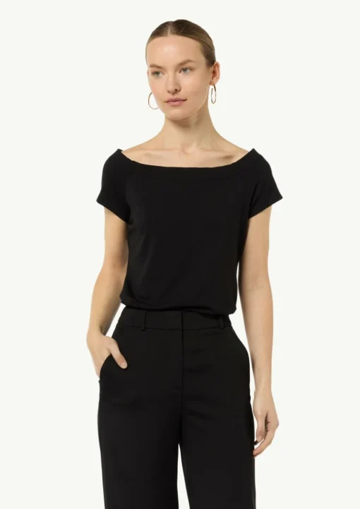 Schulterfreies Shirt aus Baumwoll-Mix