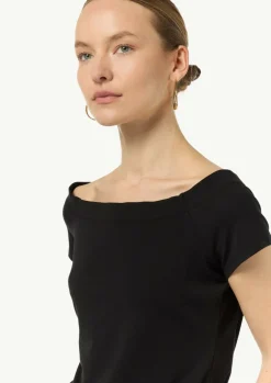 Schulterfreies Shirt aus Baumwoll-Mix