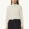 Semitransparente Jacquard-Bluse mit Stehkragen