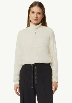Semitransparente Jacquard-Bluse mit Stehkragen
