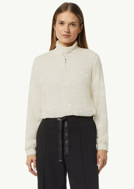 Semitransparente Jacquard-Bluse mit Stehkragen