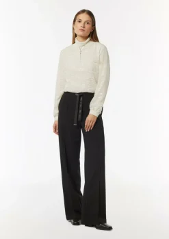Semitransparente Jacquard-Bluse mit Stehkragen