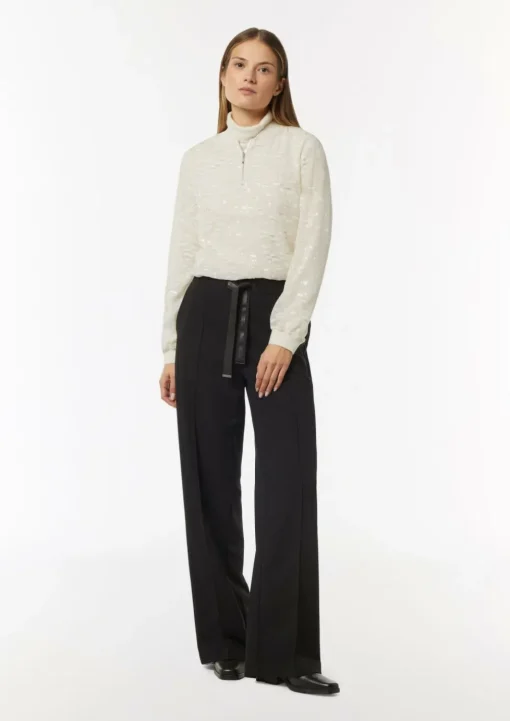 Semitransparente Jacquard-Bluse mit Stehkragen