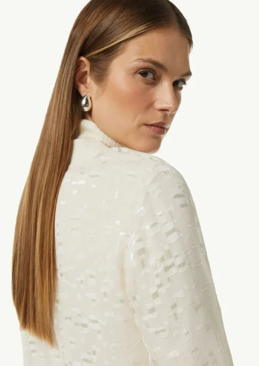 Semitransparente Jacquard-Bluse mit Stehkragen
