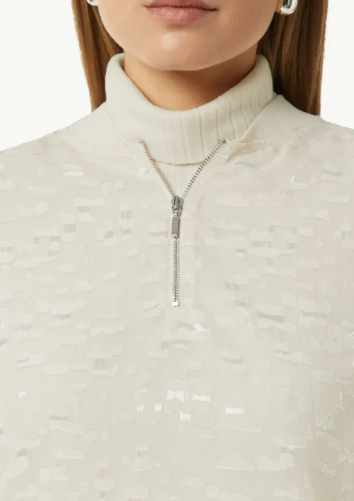 Semitransparente Jacquard-Bluse mit Stehkragen