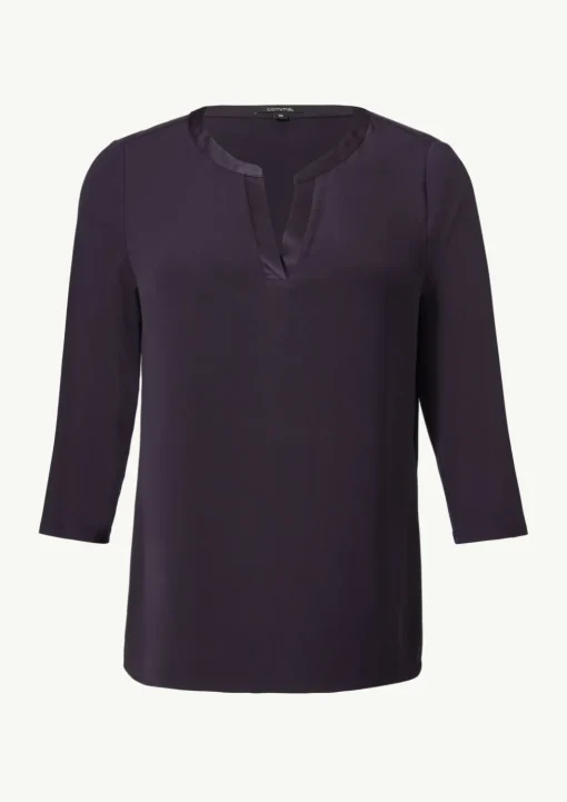 Shirt mit Satinblende im Fabricmix