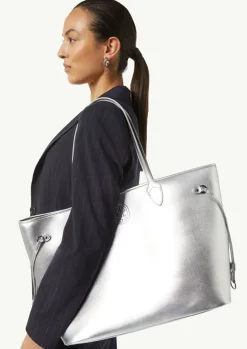 Shopper aus Rindsleder mit Logo-Detail