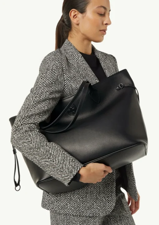 Shopper aus Rindsleder mit Logo-Detail
