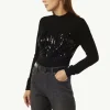 Slim-Fit-Strickpullover mit Paillettenbesatz