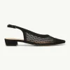 Slingback-Ballerinas aus Veloursleder und Mesh