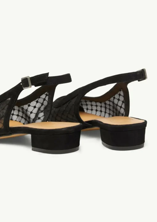 Slingback-Ballerinas aus Veloursleder und Mesh