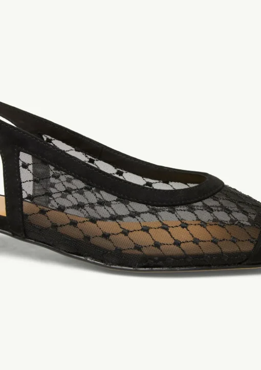 Slingback-Ballerinas aus Veloursleder und Mesh