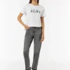 Straight-Leg-Jeans mit gefranstem Saum