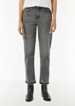 Straight-Leg-Jeans mit gefranstem Saum