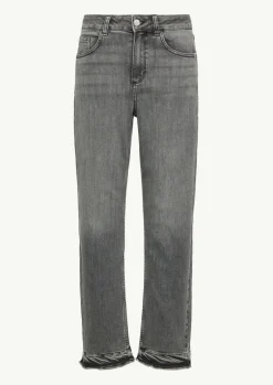 Straight-Leg-Jeans mit gefranstem Saum