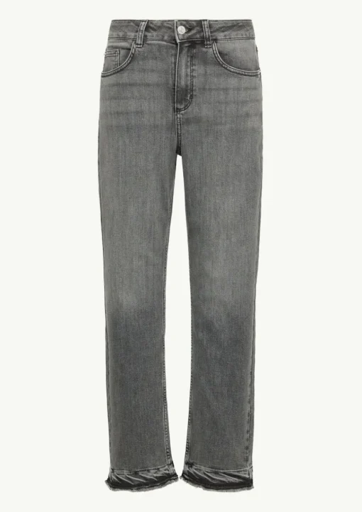 Straight-Leg-Jeans mit gefranstem Saum