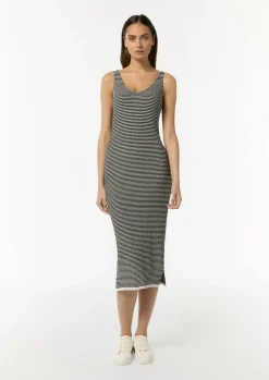 Strickkleid aus Baumwolle mit Streifen