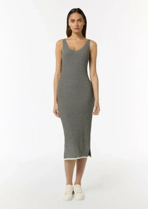 Strickkleid aus Baumwolle mit Streifen