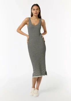 Strickkleid aus Baumwolle mit Streifen
