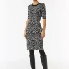 Strick-Kleid mit Zebra-Jaquard und Rippblende