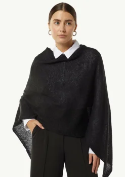Strick-Poncho mit Glitzergarn und Pailletten