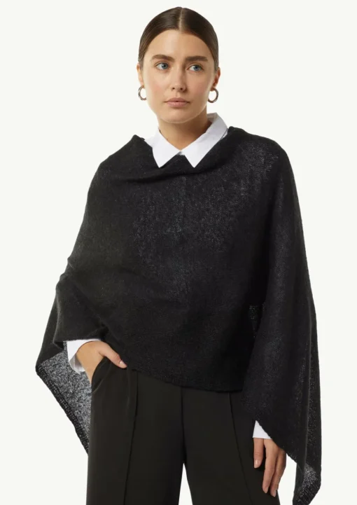 Strick-Poncho mit Glitzergarn und Pailletten