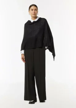 Strick-Poncho mit Glitzergarn und Pailletten