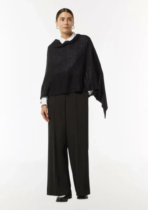 Strick-Poncho mit Glitzergarn und Pailletten