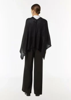 Strick-Poncho mit Glitzergarn und Pailletten