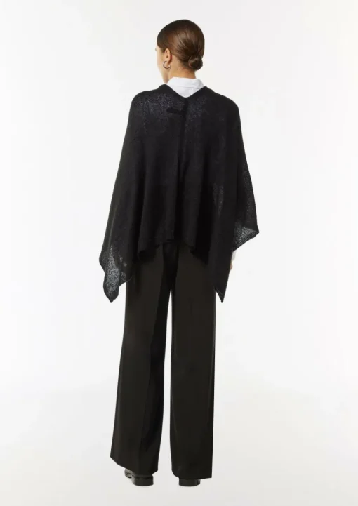 Strick-Poncho mit Glitzergarn und Pailletten