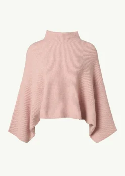 Strick-Poncho mit Stehkragen