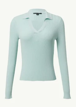Strickpullover aus Viskosemix mit Polokragen