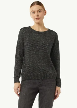 Strickpullover mit Ajourmuster mit Glitzergarn