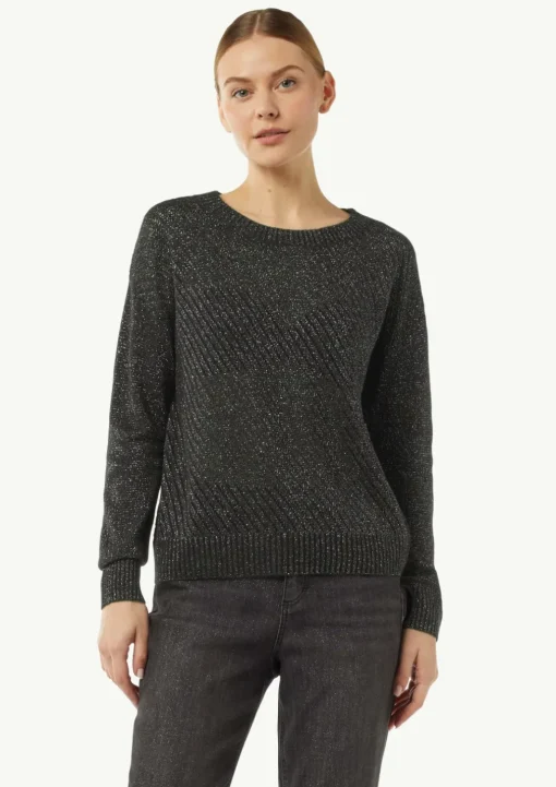 Strickpullover mit Ajourmuster mit Glitzergarn
