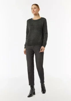 Strickpullover mit Ajourmuster mit Glitzergarn