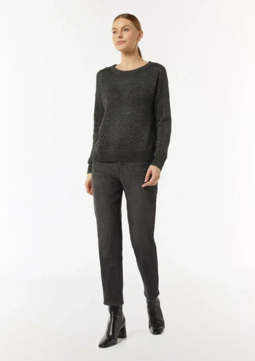 Strickpullover mit Ajourmuster mit Glitzergarn
