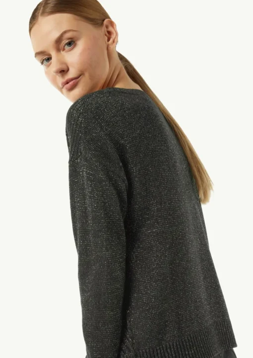 Strickpullover mit Ajourmuster mit Glitzergarn