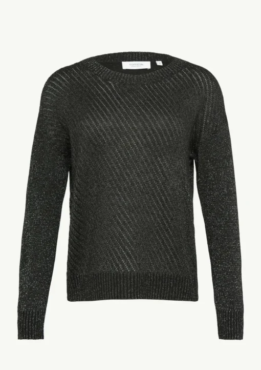 Strickpullover mit Ajourmuster mit Glitzergarn