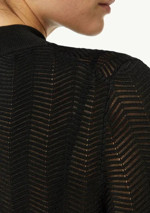 Strickpullover mit Fischgrätmuster und Rippbündchen