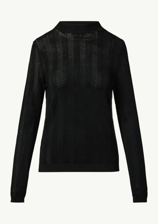 Strickpullover mit Fischgrätmuster und Rippbündchen