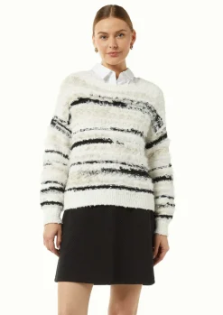 Strickpullover mit Intarsien und Garn-Mix
