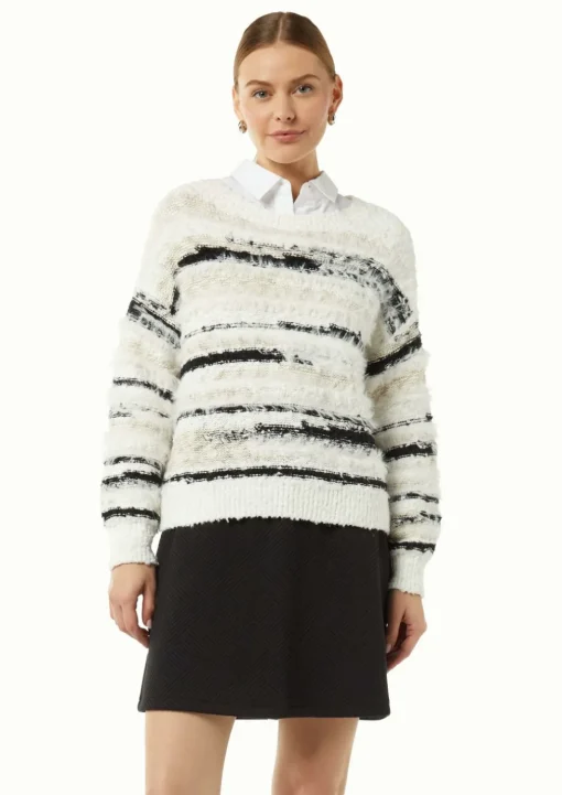 Strickpullover mit Intarsien und Garn-Mix