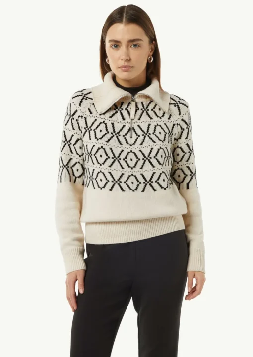 Strickpullover mit Troyer-Kragen