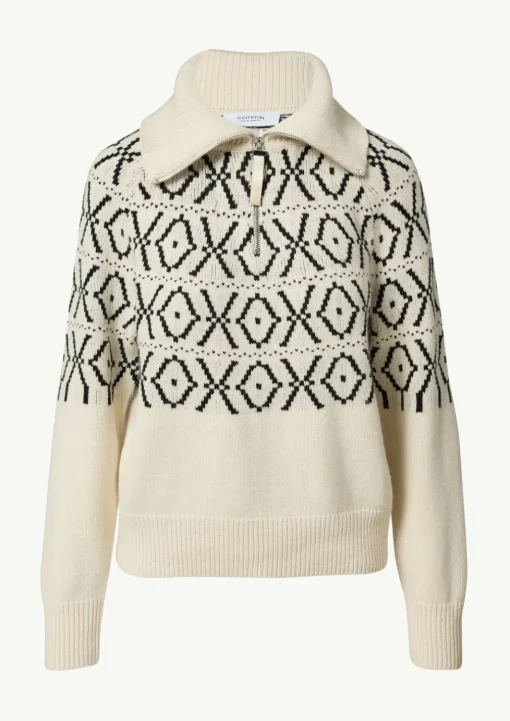 Strickpullover mit Troyer-Kragen