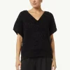 Strickpullover mit V-Ausschnitt und Rippblende