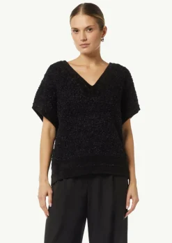 Strickpullover mit V-Ausschnitt und Rippblende