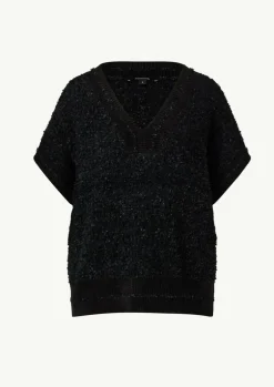 Strickpullover mit V-Ausschnitt und Rippblende
