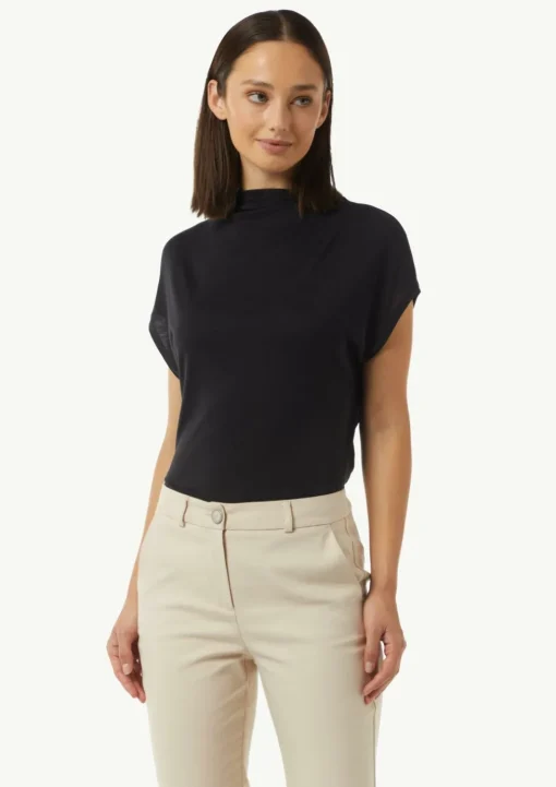 Strick-Shirt aus Lyocellmix mit Faltendetails